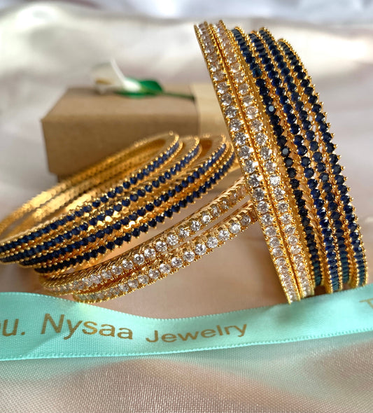 Gold Plated CZ Bangles (Set of 4) - Bollywood Indian Jewelry