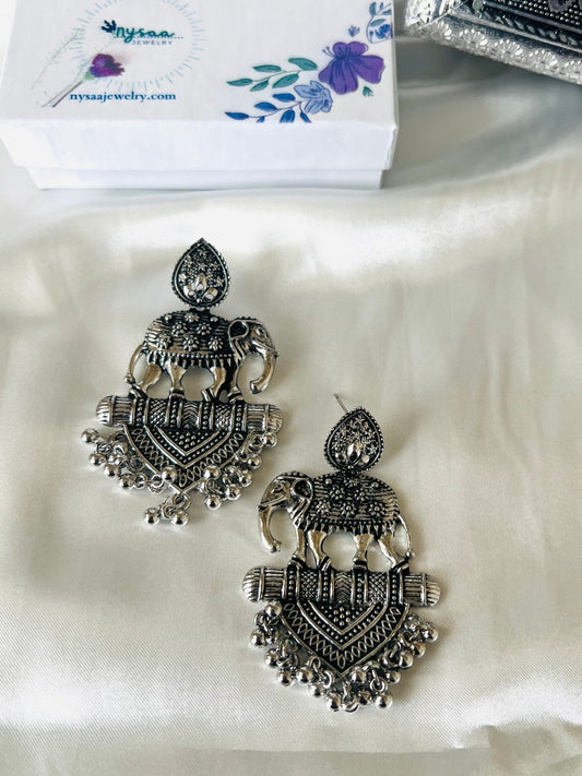 Oxidized, Ethnic earrings, Trendy, German silver, Bollywood, Indian, Festive, Navratri, Nauratri earrings