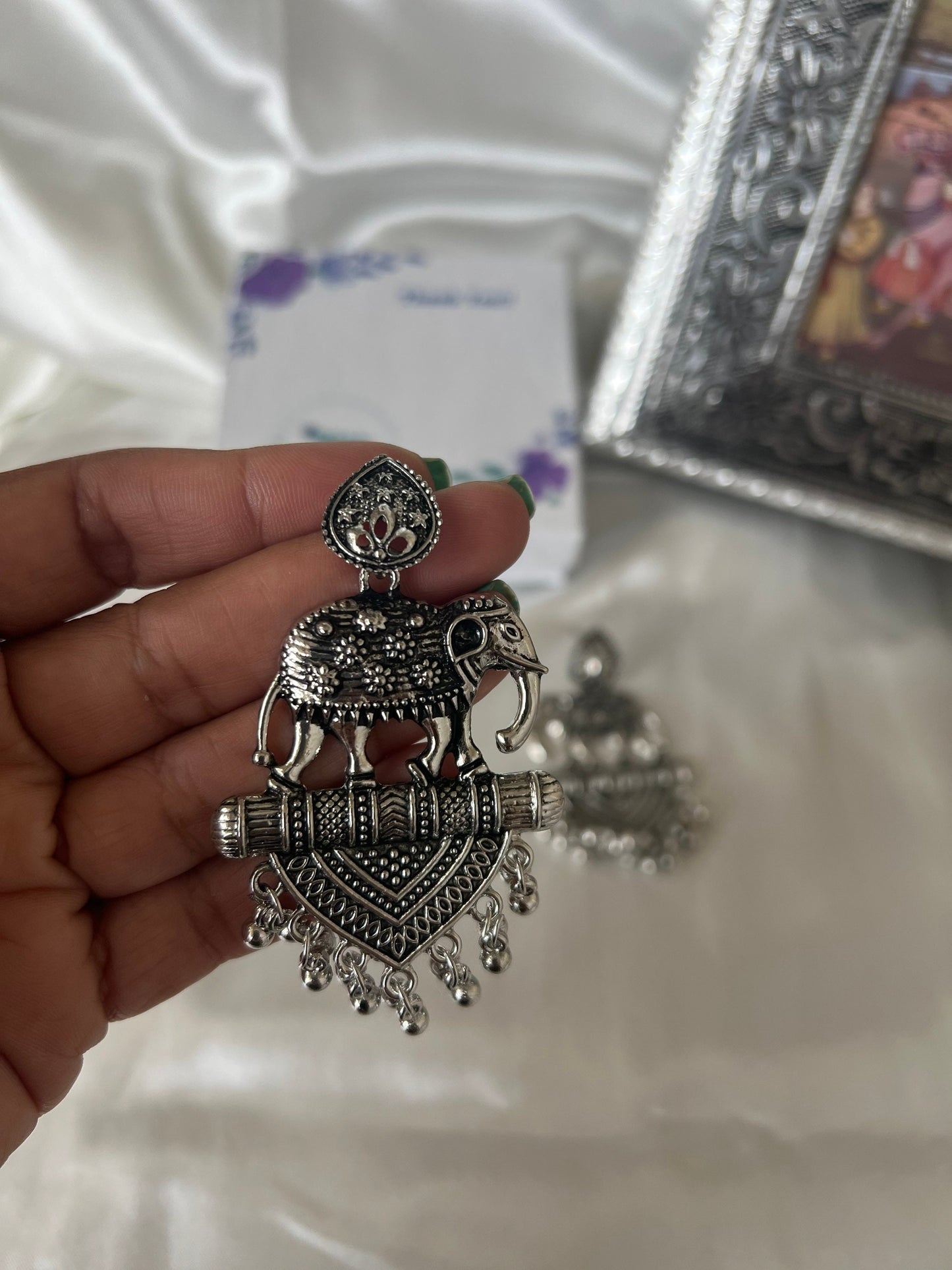 Oxidized, Ethnic earrings, Trendy, German silver, Bollywood, Indian, Festive, Navratri, Nauratri earrings