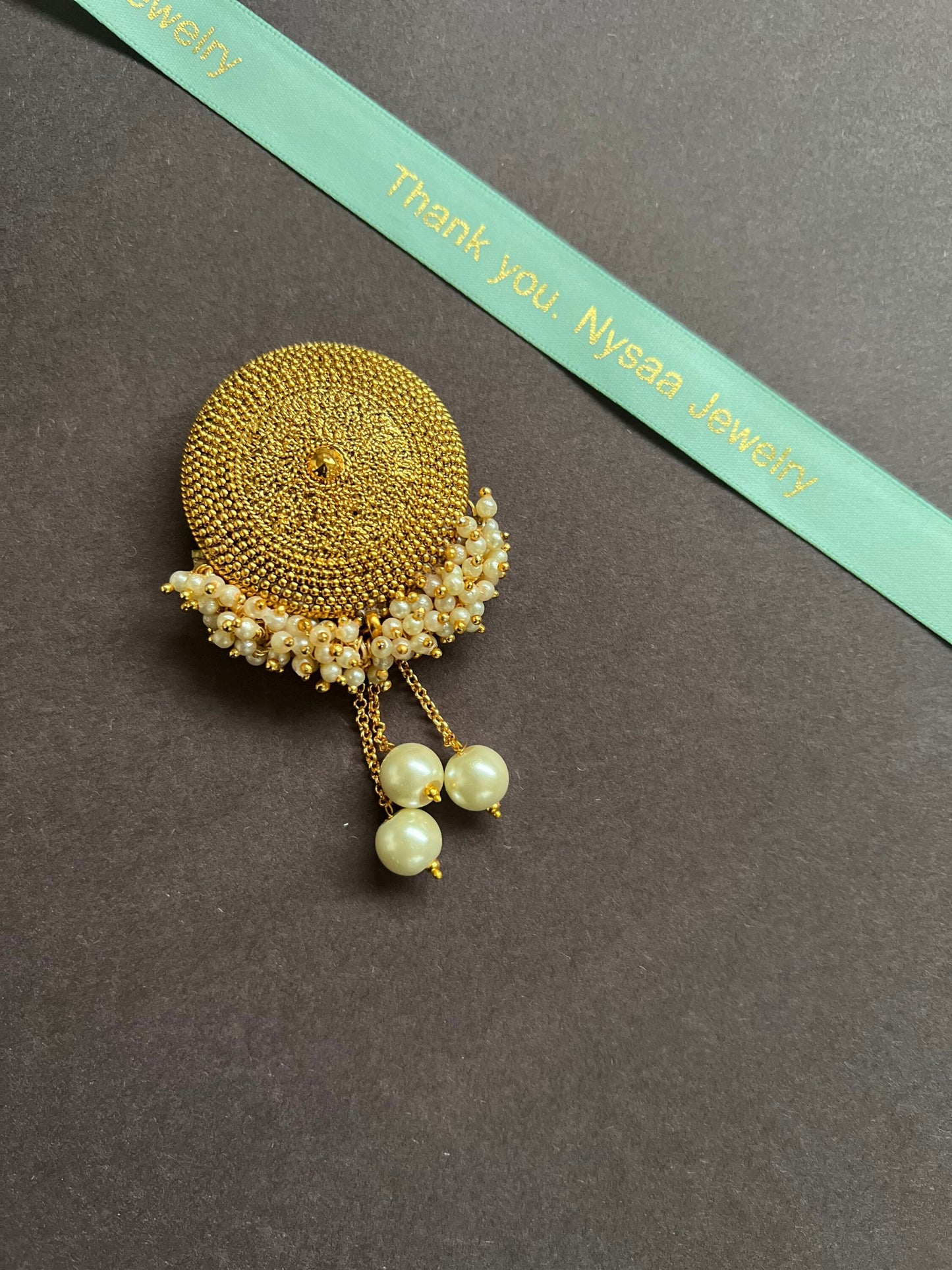 Gold Plated Indian Hair Brooch: Juda Pin Saree Accessory