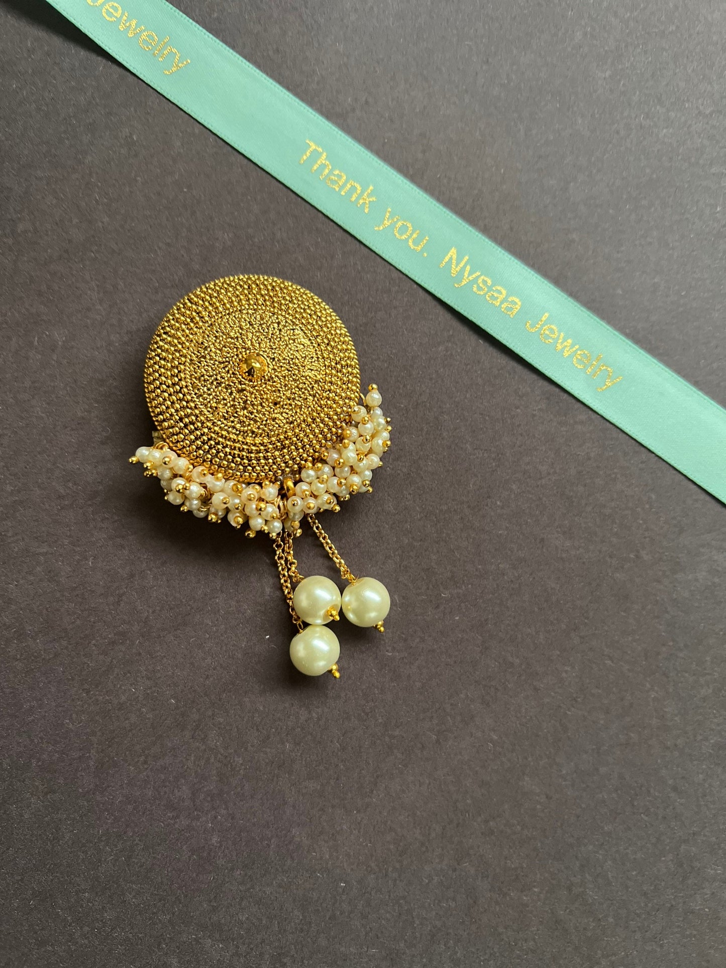 Gold Plated Indian Hair Brooch: Juda Pin Saree Accessory