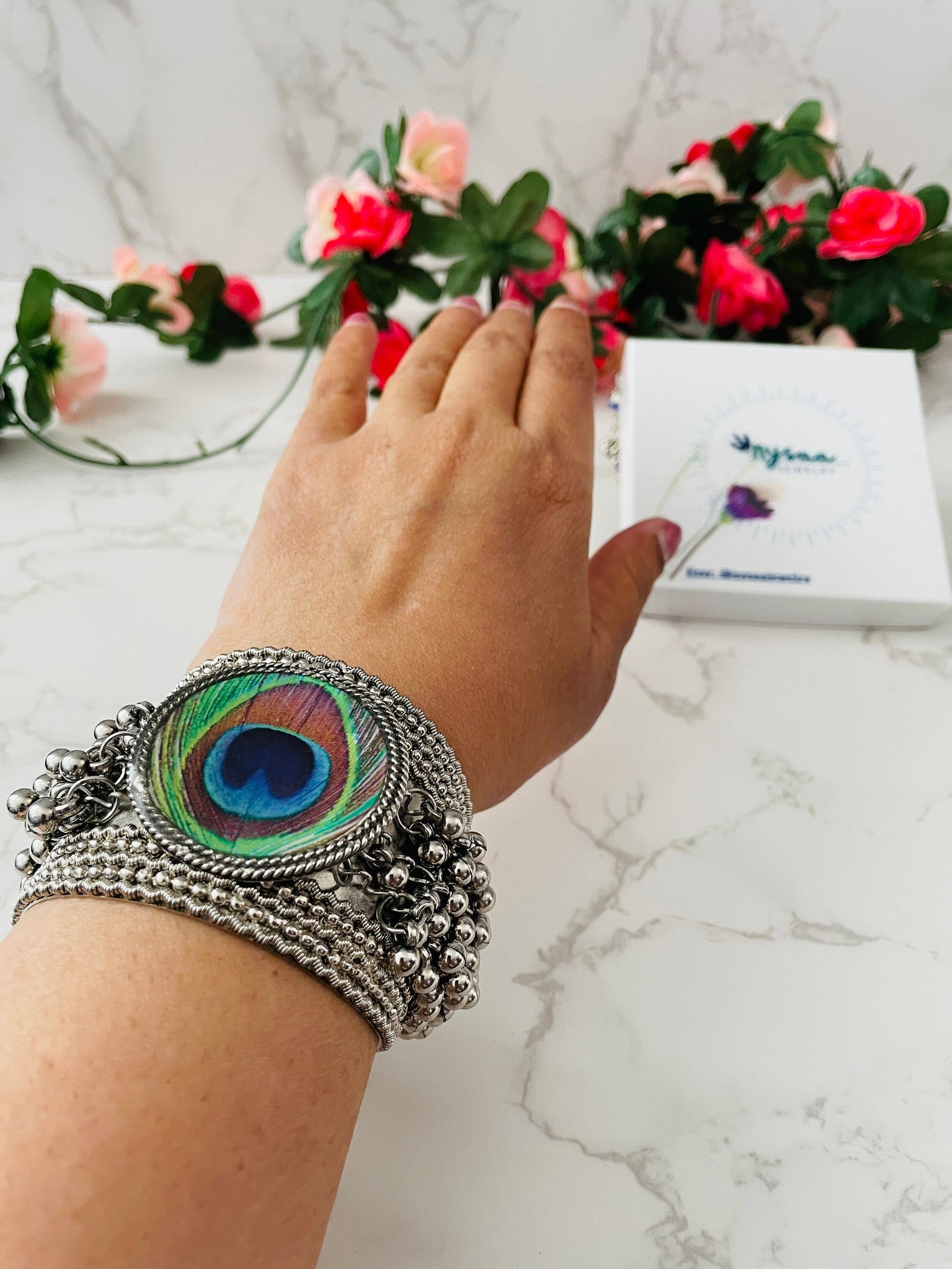 Oxidized Ghungaroo Cuff Bracelet: Boho Silver Bangle
