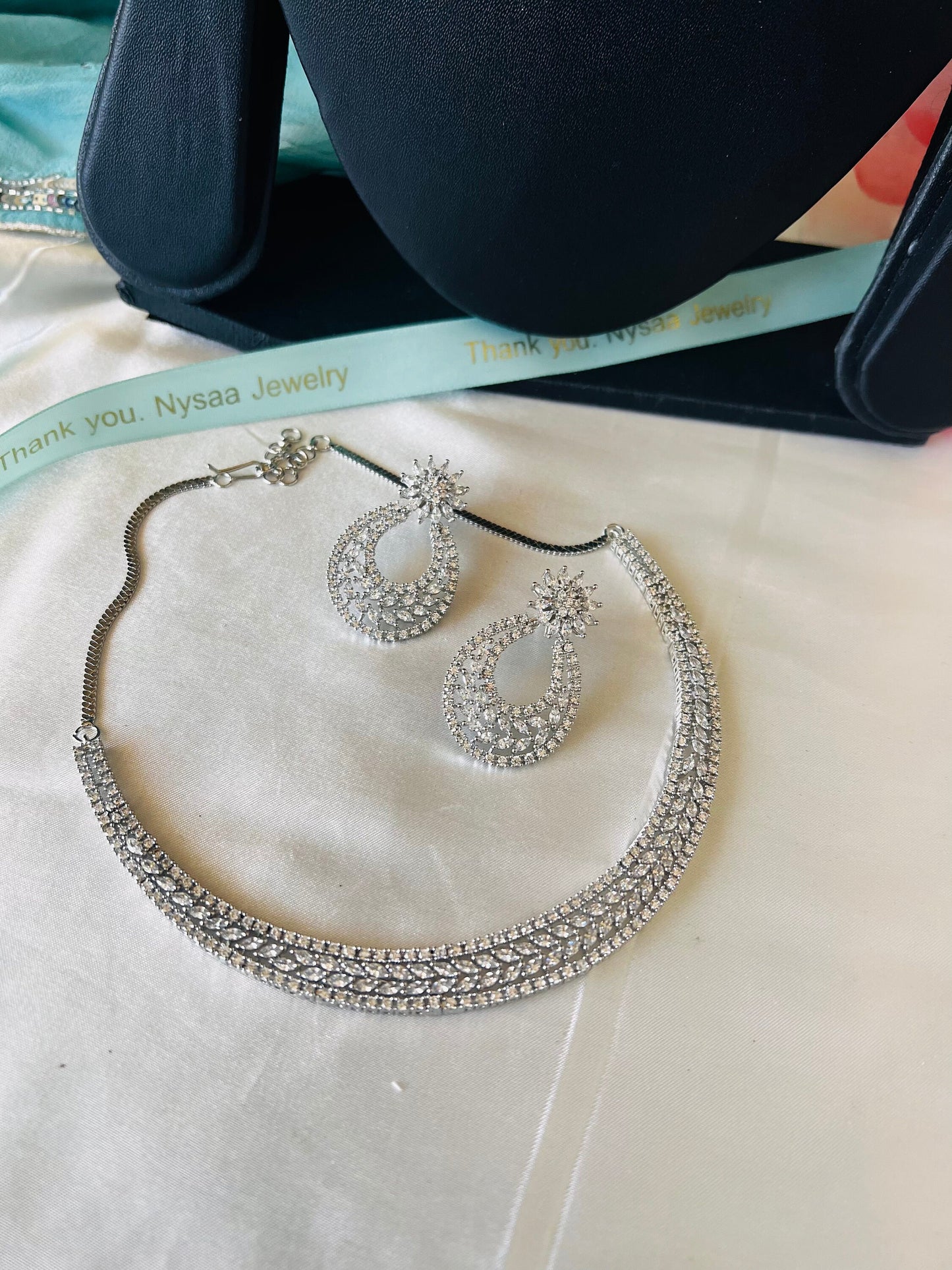 Cubic Zirconia Choker Necklace: Two-Tone Gold Plated Crystal