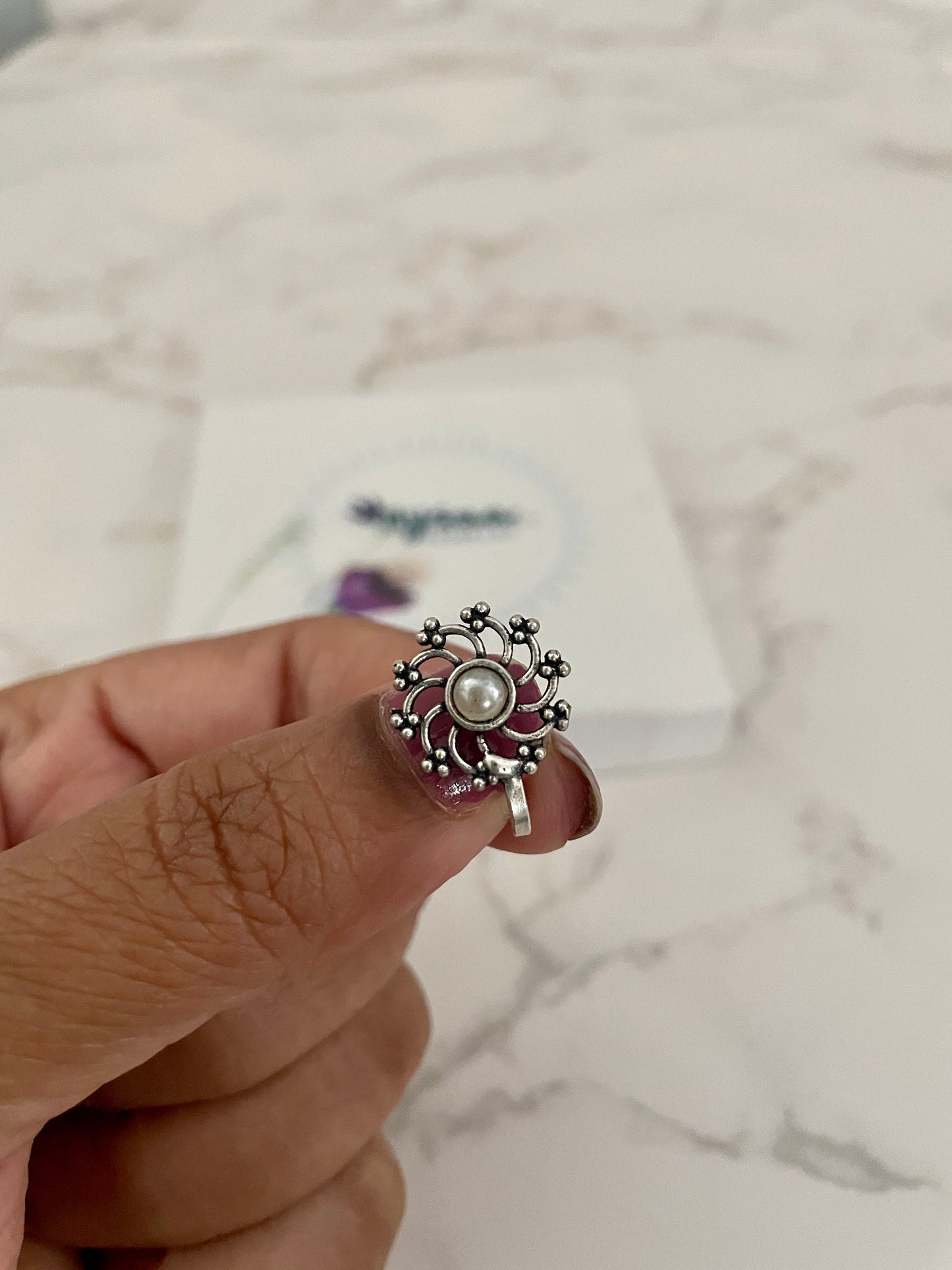 Oxidized Nose Pin: Marathi Nathini Press Pin