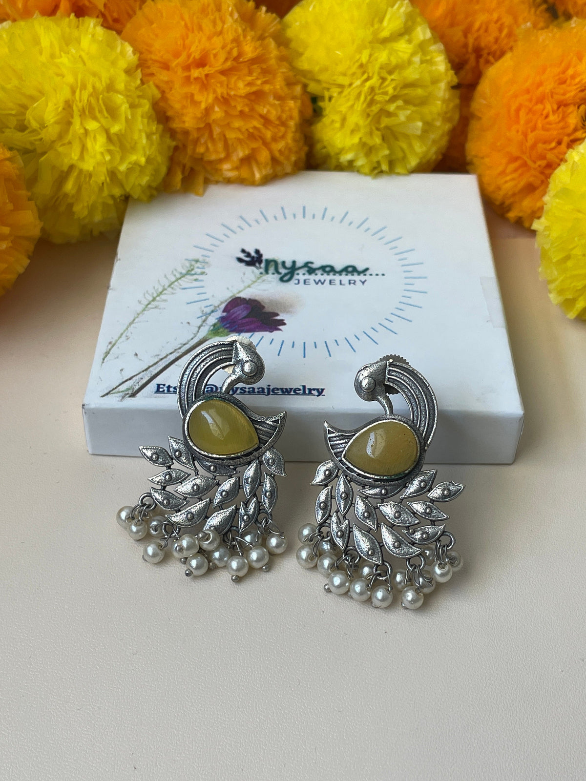 Oxidized Peacock Earrings: Colorful Statement Jewelry