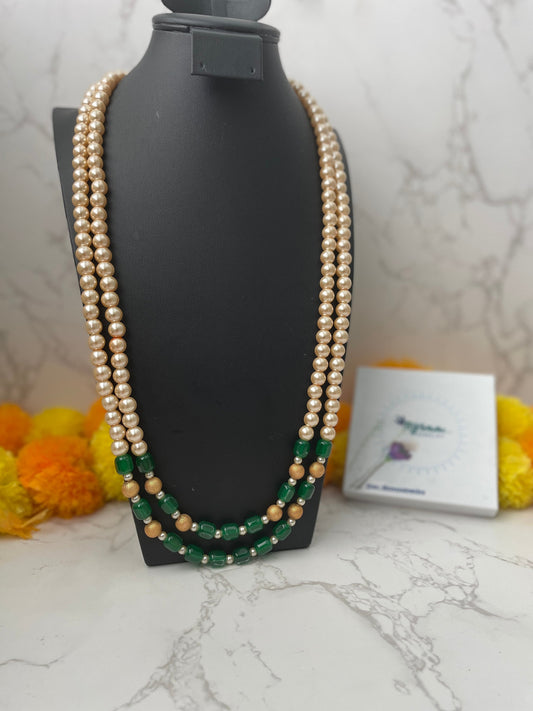 Classic multilayered pearl necklace | Faux pearl necklace | Three strands pearl necklace