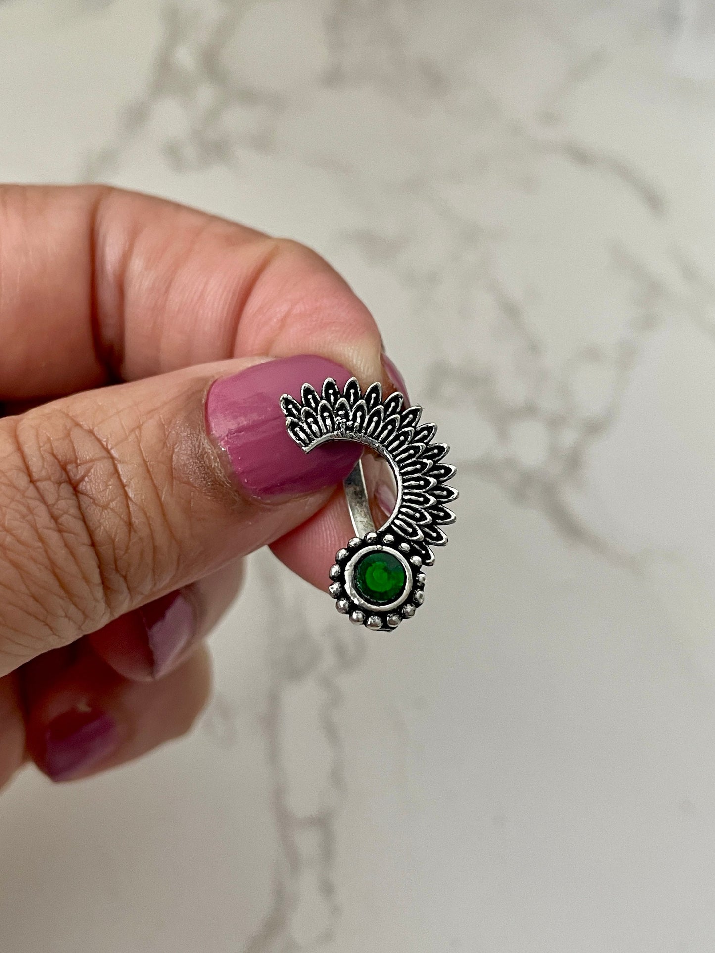 Oxidized Nose Pin: No Piercing Indian Nath, Marathi Jewelry