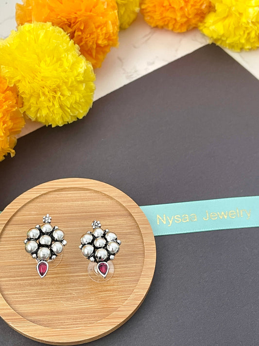 Kemp Stud Earrings: Silver Lookalike, Indian Oxidized Jewelry