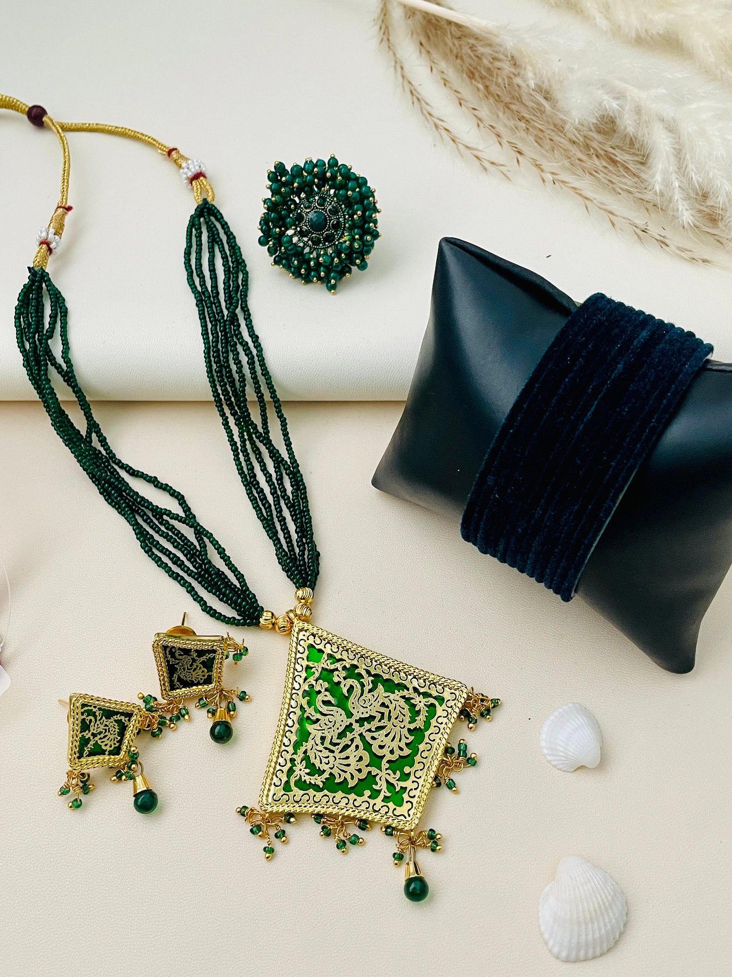 Oversized Pearl Cluster Ring: Gold Plated Bollywood Jewelry