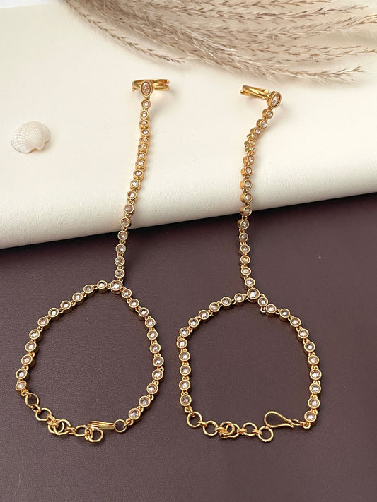 Elegant kundan haat panja gold plated