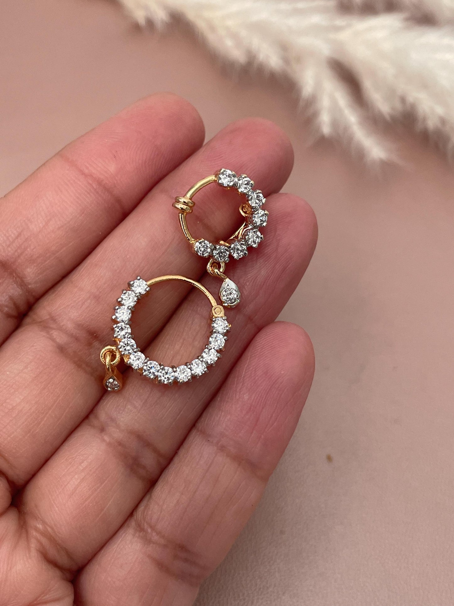 Gold Plated CZ Clip On Nose Ring: Indian Nath, No Piercing
