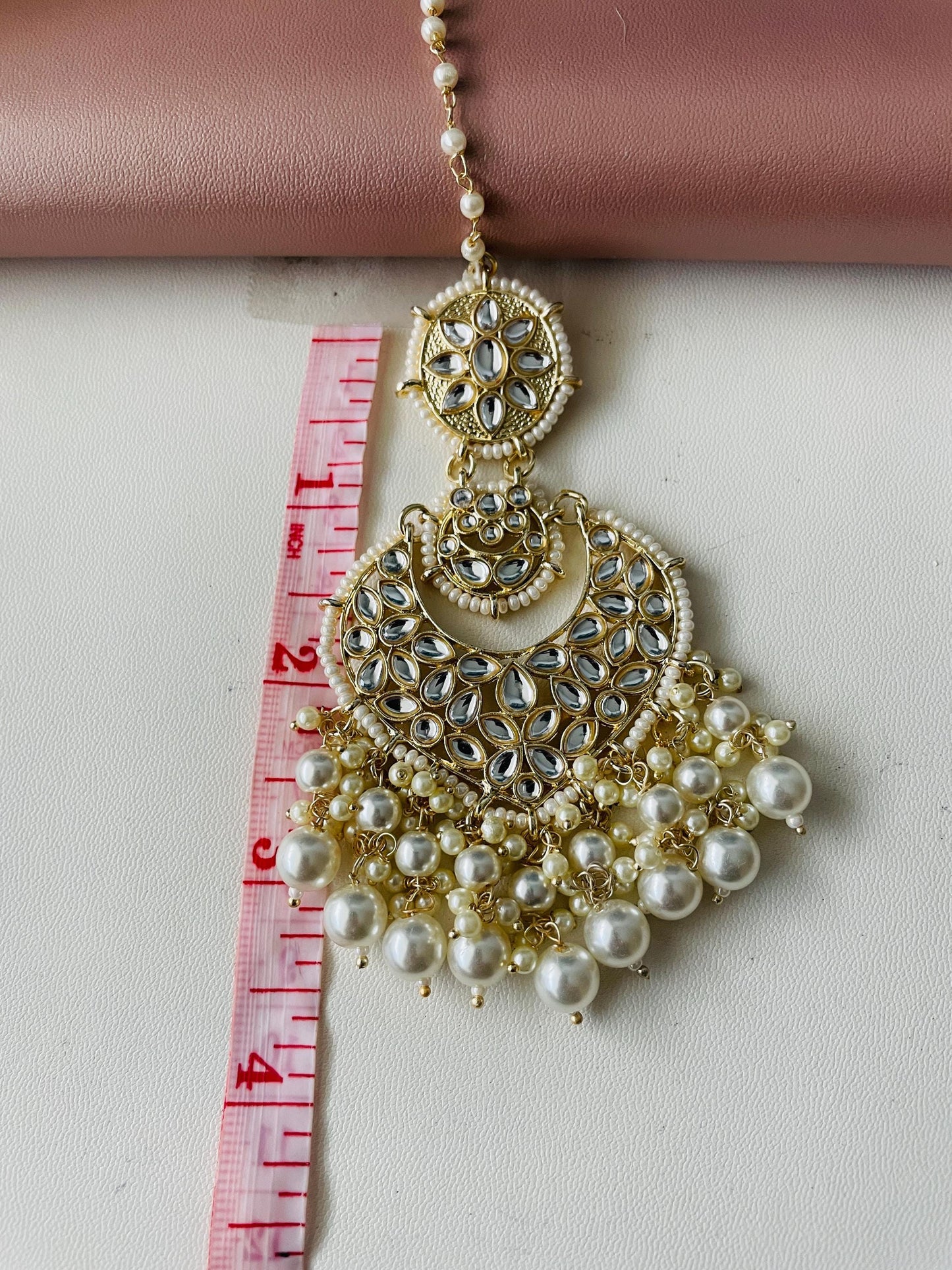 Gold Plated Kundan Maang Tika: Indian Bridal Head Jewelry