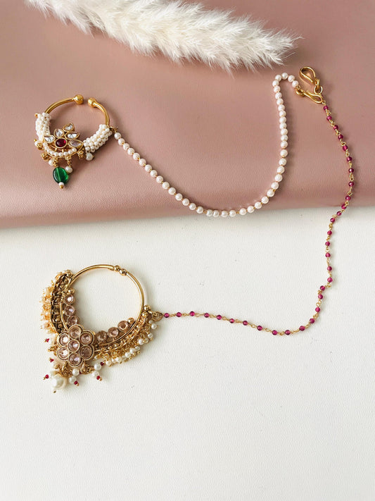 Kundan Bridal Nose Ring: Oversized Indian Clip-on Nath