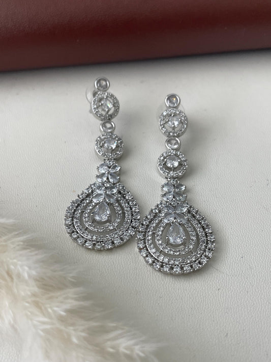 Cubic Zirconia Drop Earrings: Long Indian Jhumke Style