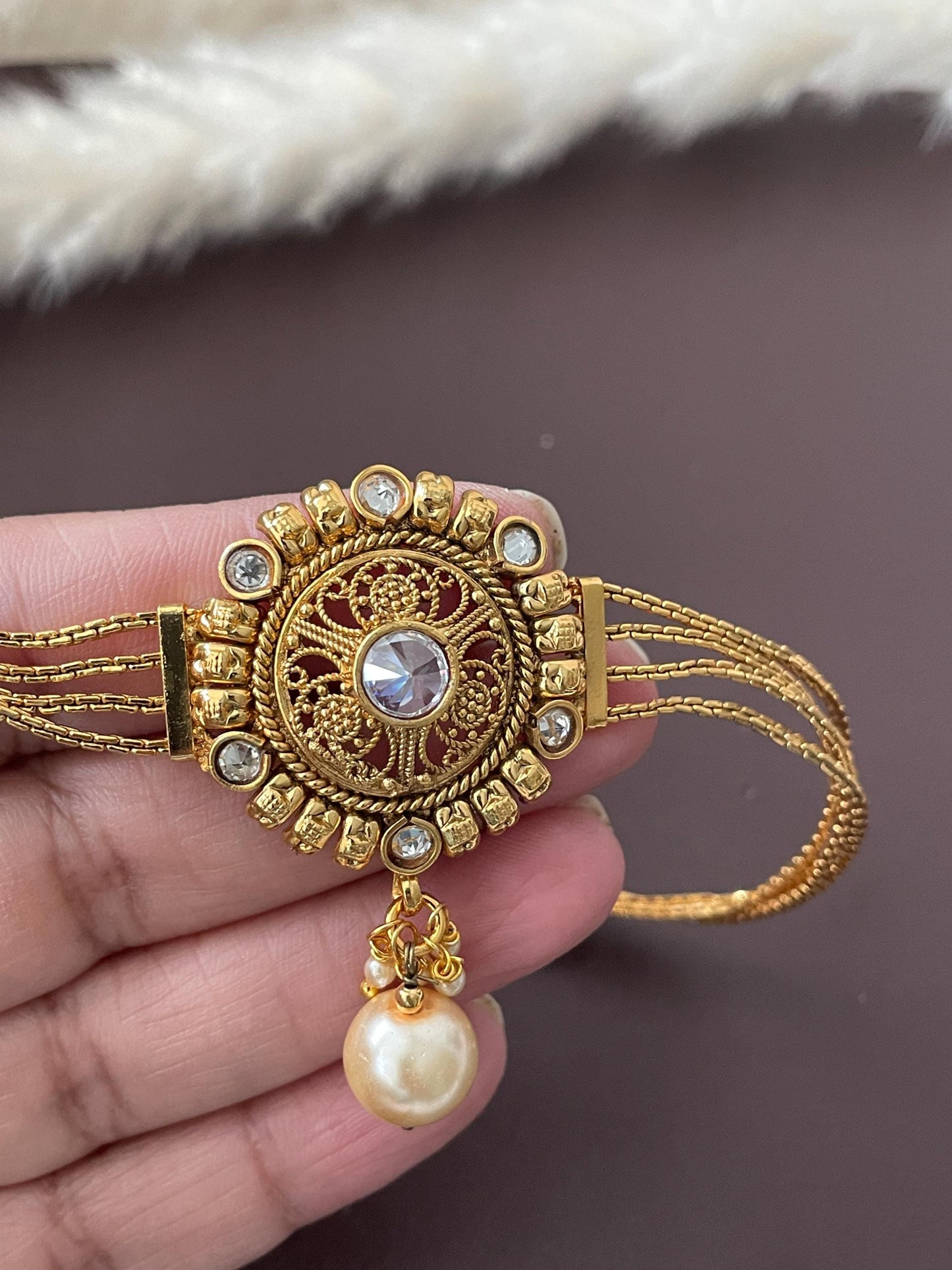 Baju band Armlet Arm band Indian jewlery Adjustable Vamki Gold plated