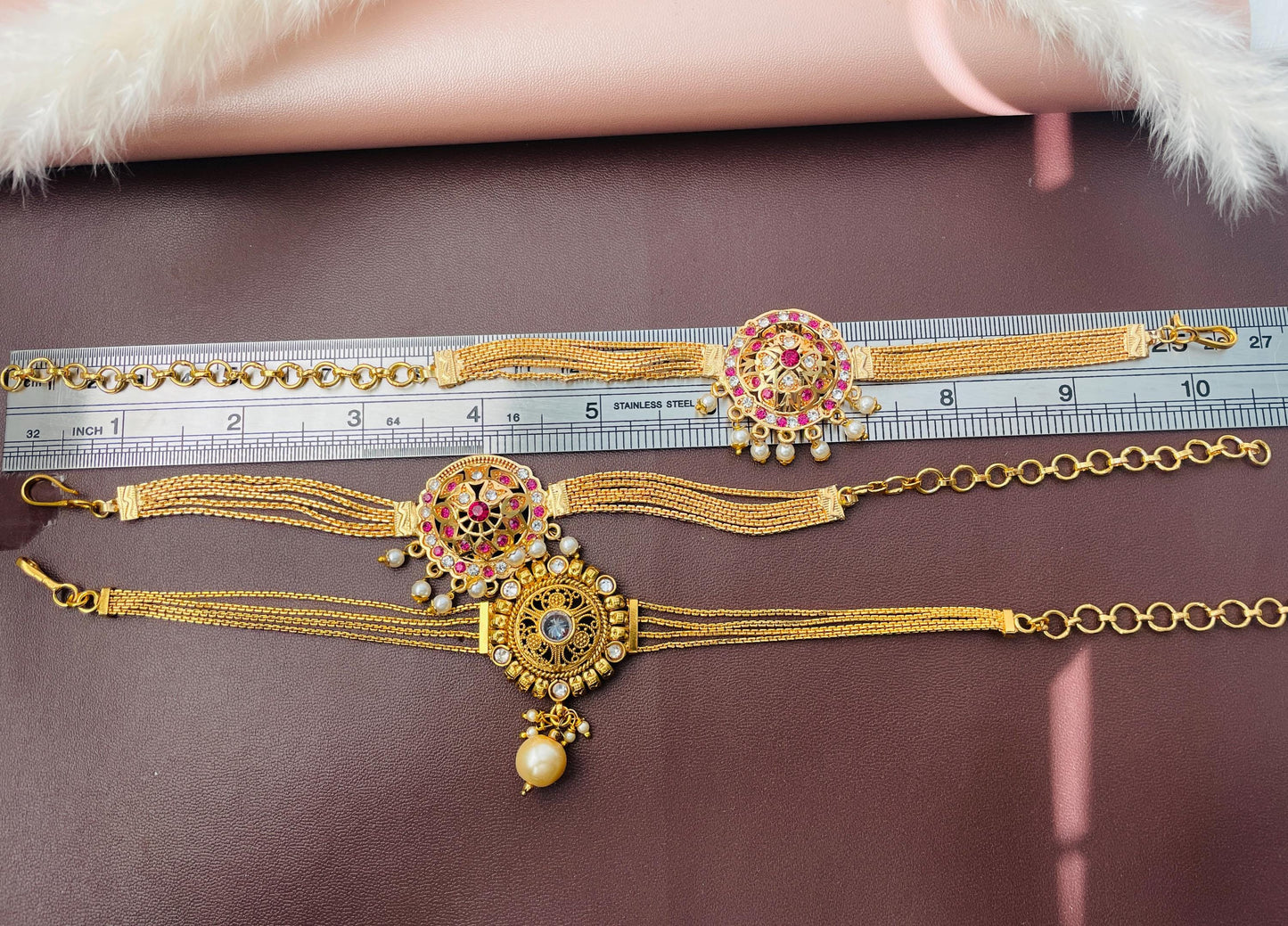 Baju band Armlet Arm band Indian jewlery Adjustable Vamki Gold plated