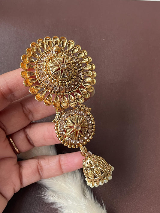 Gold Plated Kundan Hair Pin: Indian Bridal Bun Jewelry