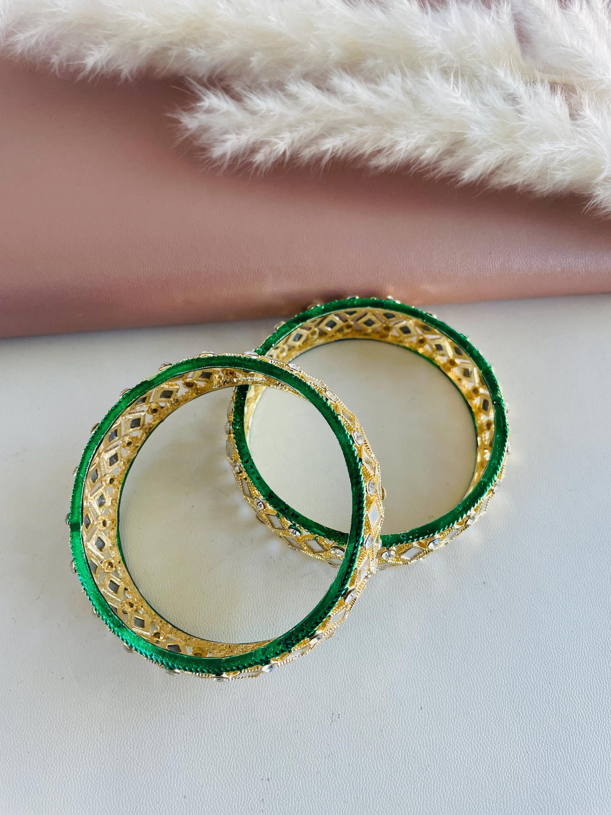 Indian bangles | Lightweight gold plated mirror bangles