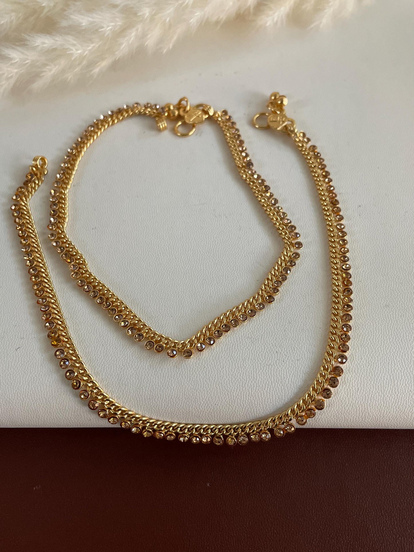 Gold plated rhinestones Indian Anklets Payal Painjaniya