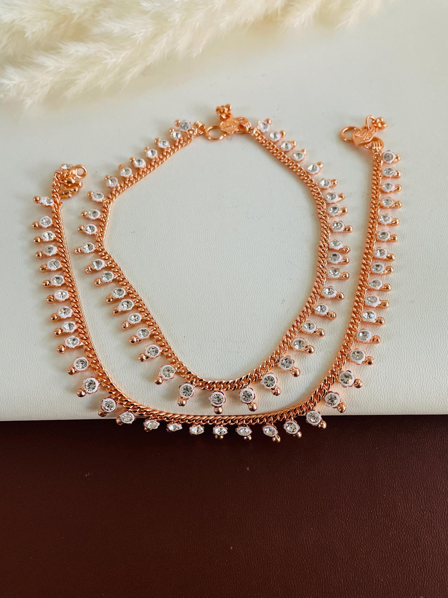 Gold plated rhinestones Indian Anklets Payal Painjaniya