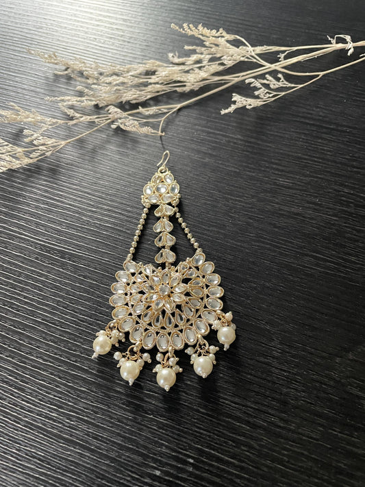 Nysaa big Gold plated Kundan Jhoomar | Gold plated bindi | pearl jhumar | maang tikka | Indian head jewelry | kundan maang tika