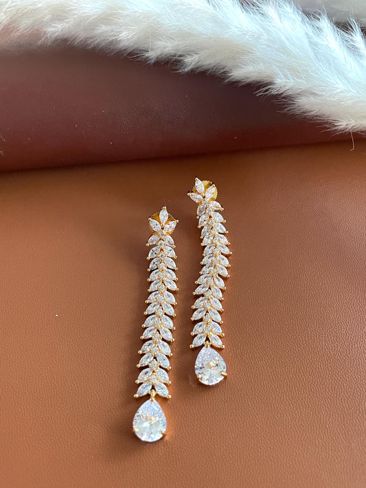 CZ AD Indian earrings | Long cubic zirconia Earrings