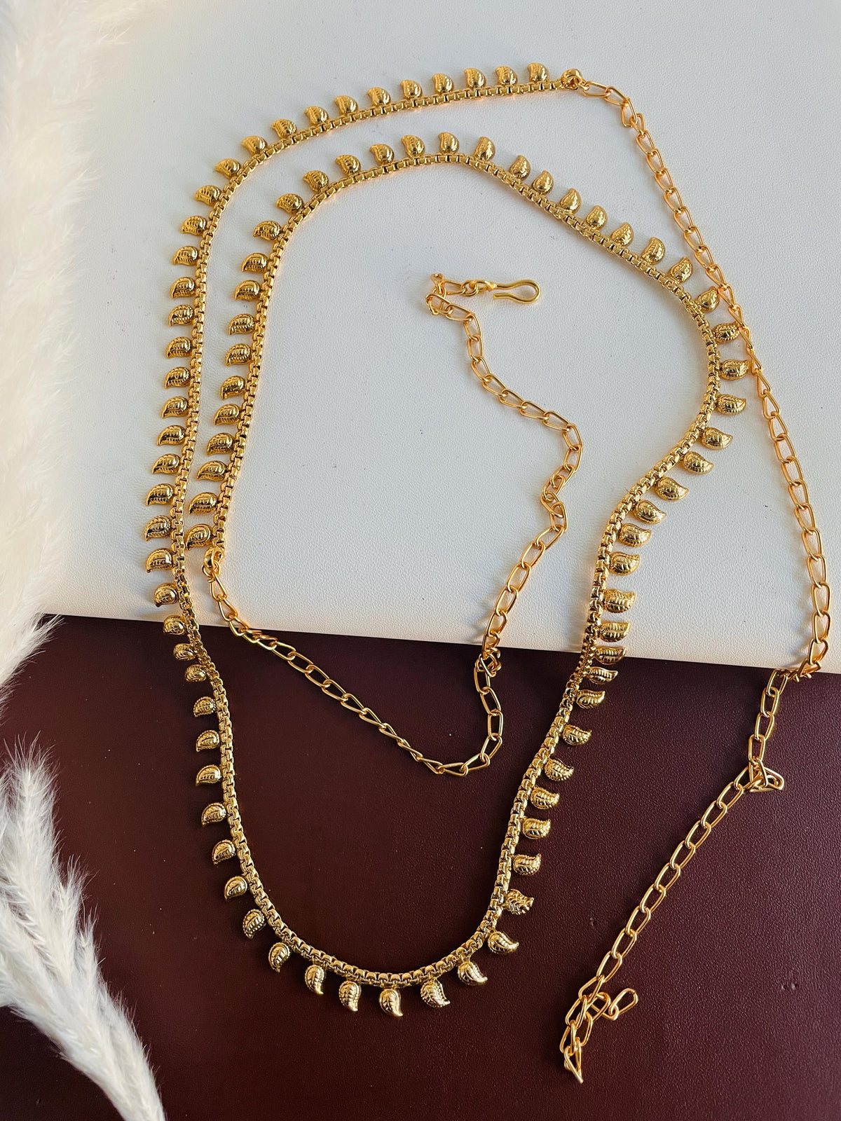 Gold Plated Kamarpatta Waist Belt: Saree Belly Chain, Adjustable Kamarband