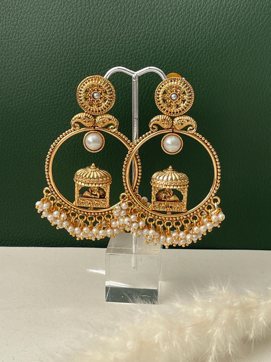 Gold Plated Hoop Jhumka Earrings: Doli Style