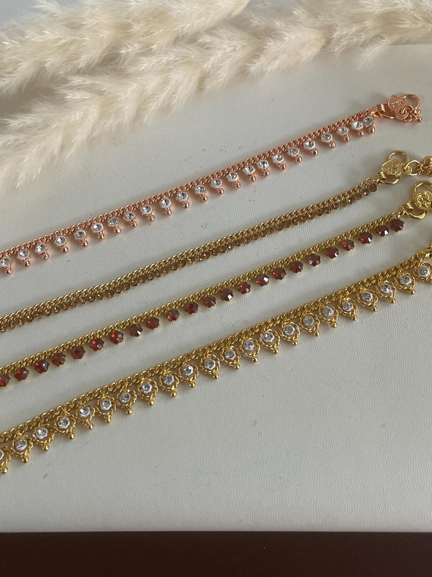 Gold plated rhinestones Indian Anklets Payal Painjaniya