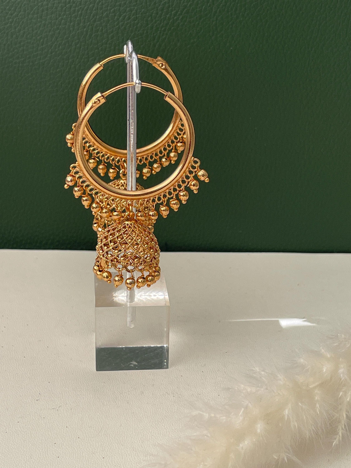 Gold Plated Hoop Jhumka Earrings: Doli Style