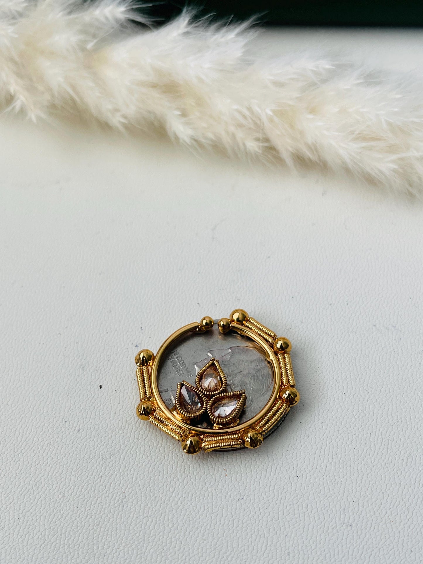 Kundan Bridal Nose Ring: Oversized Indian Clip-on Nath