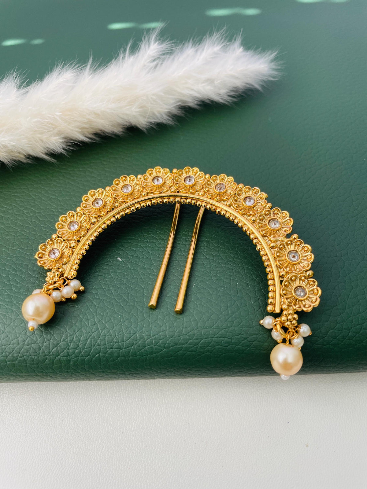 Antique gold plated khopa juda hair accessory