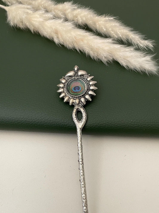 Peacock Feather Hair Clip: Oxidized Indian Bollywood Hair Jewelry