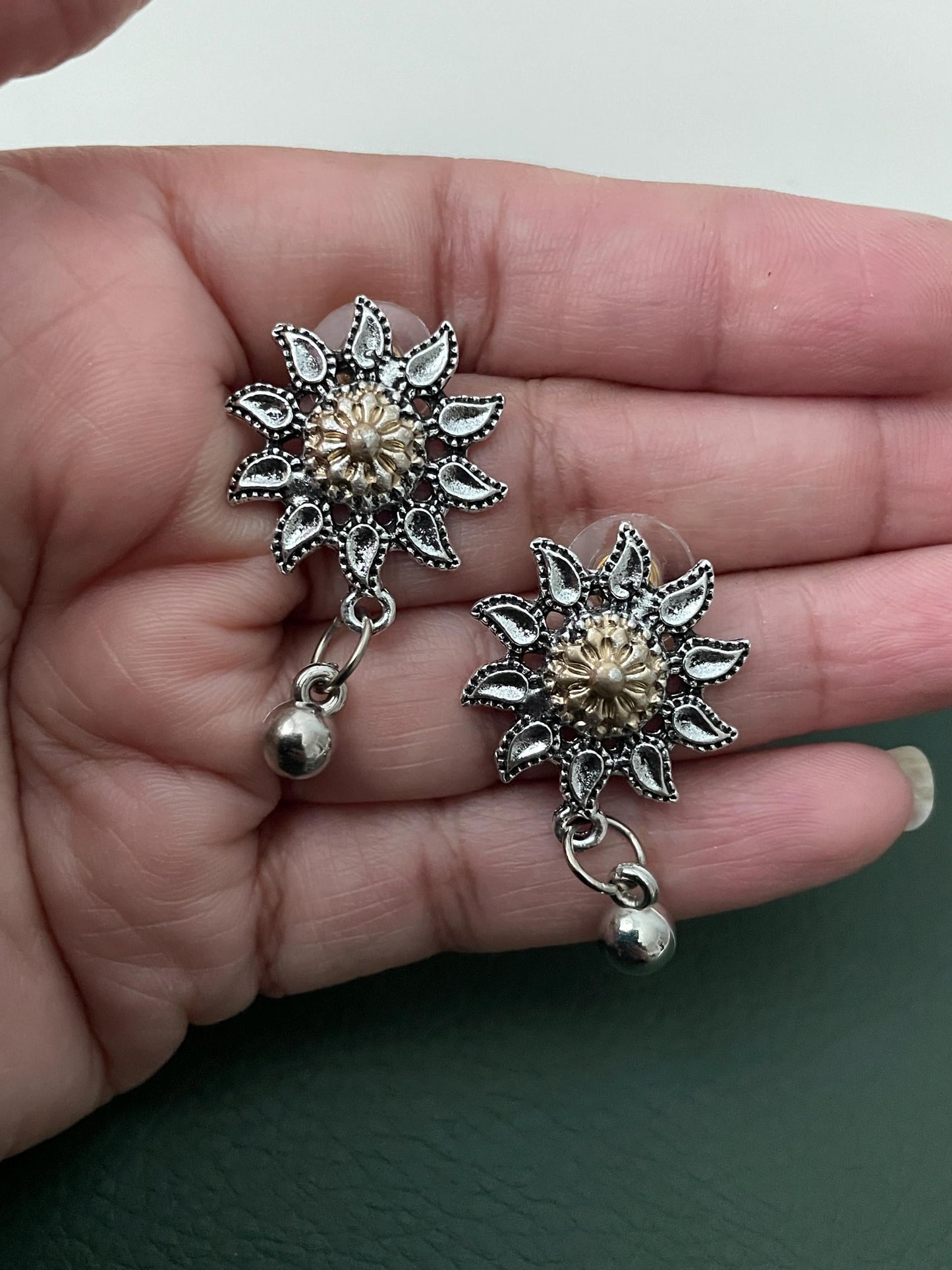 Dual tone Oxidised long necklace set for Garba Navratri