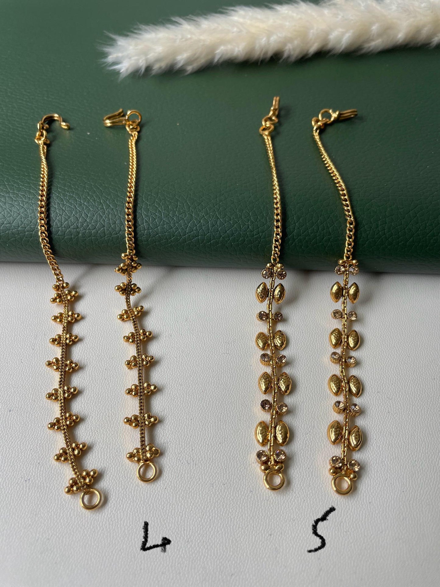 Gold Plated Ear Chain: Rhinestone Kaan Vel