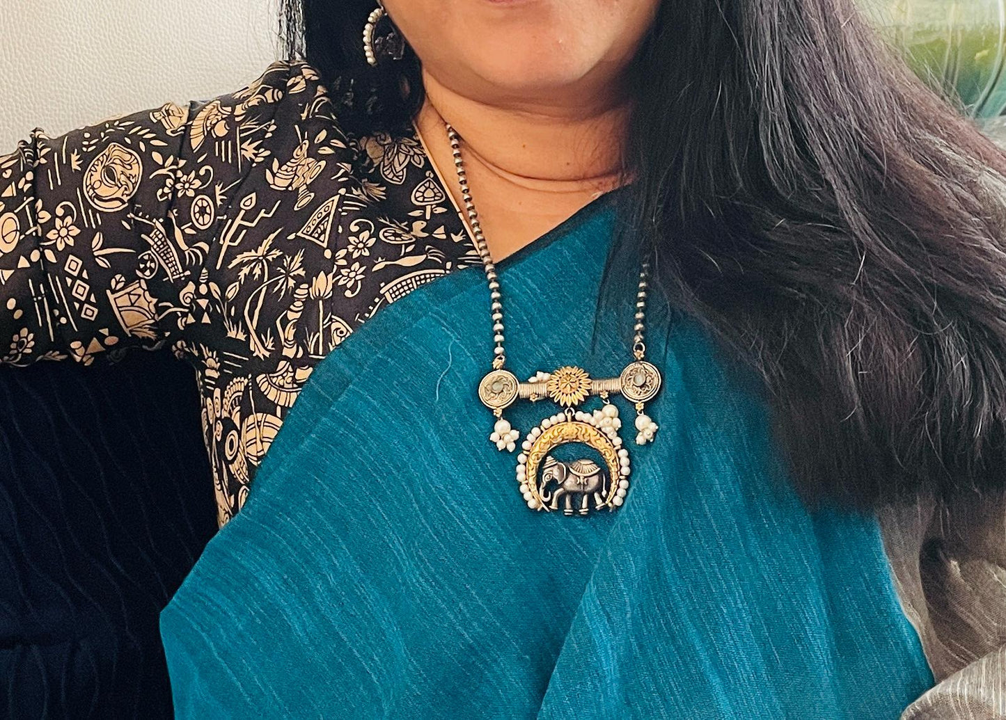 Oxidized Necklace Set: Mona Lisa Stone, Elegant Black Jewelry