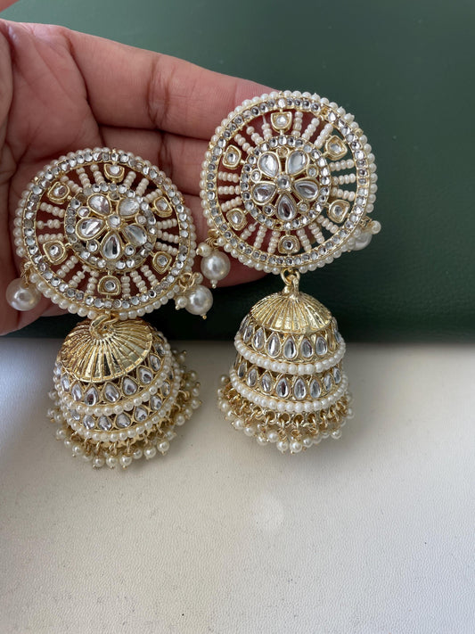 Kundan Jhumki Earrings: Gold Plated Indian Bridal Jewelry