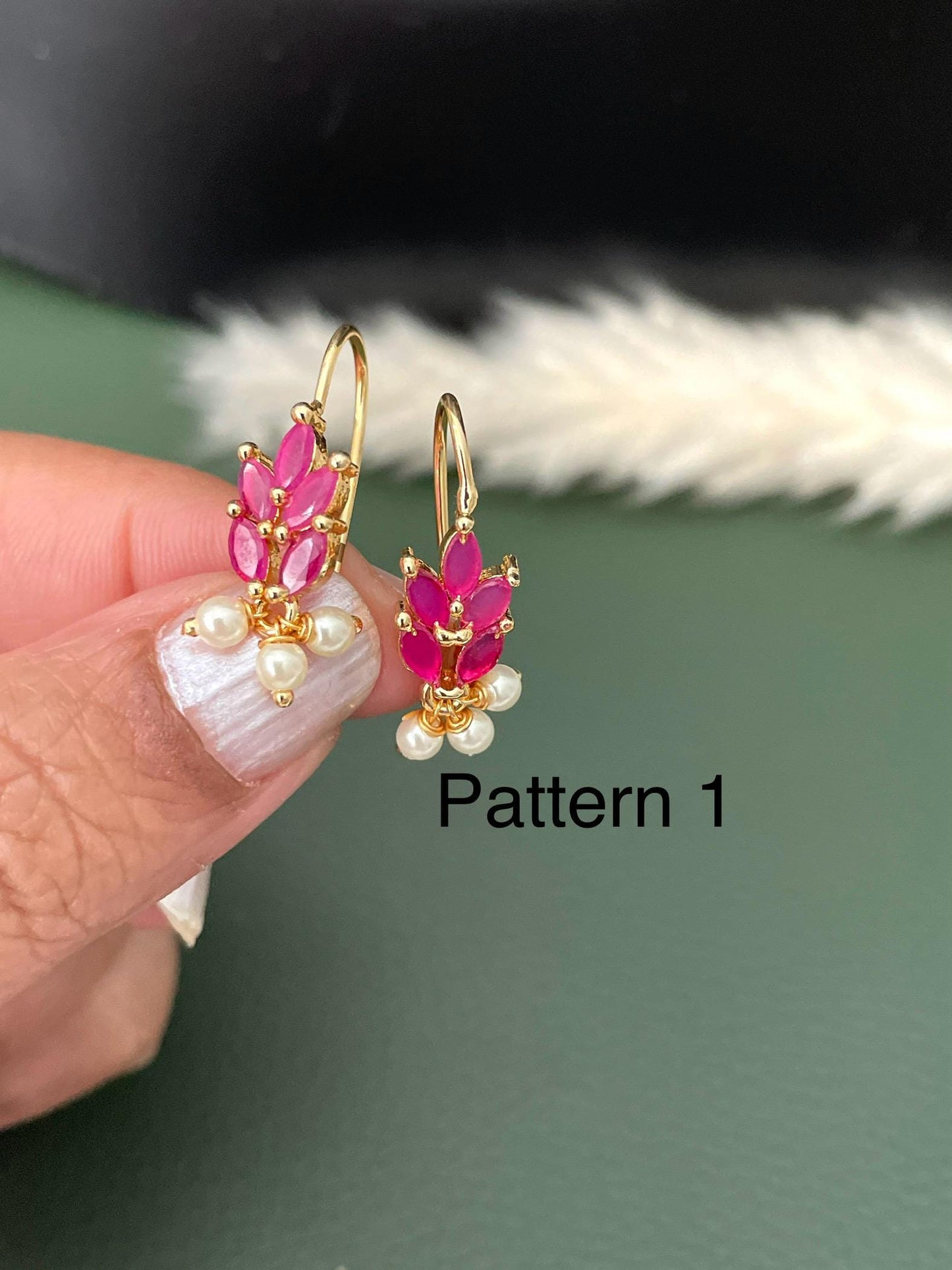 Bugadi| small earrings | cz AD earrings | cute earrings | Ruby earrings | ear cuffs | simple earrings | multiple options