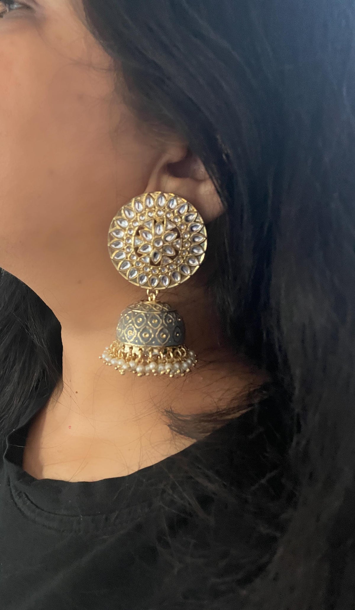 Kundan Jhumki Earrings: Gold Plated Indian Bridal Jewelry