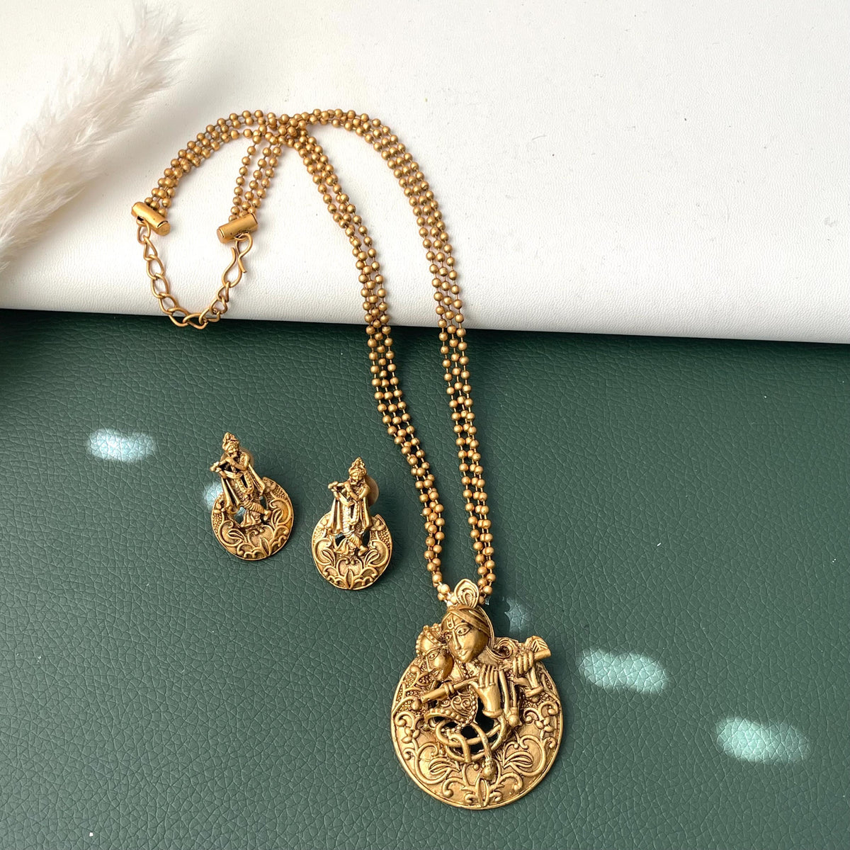 Nysaa Rajawadi polish GaneshJi or Radha Krishna pendent set temple jewelry