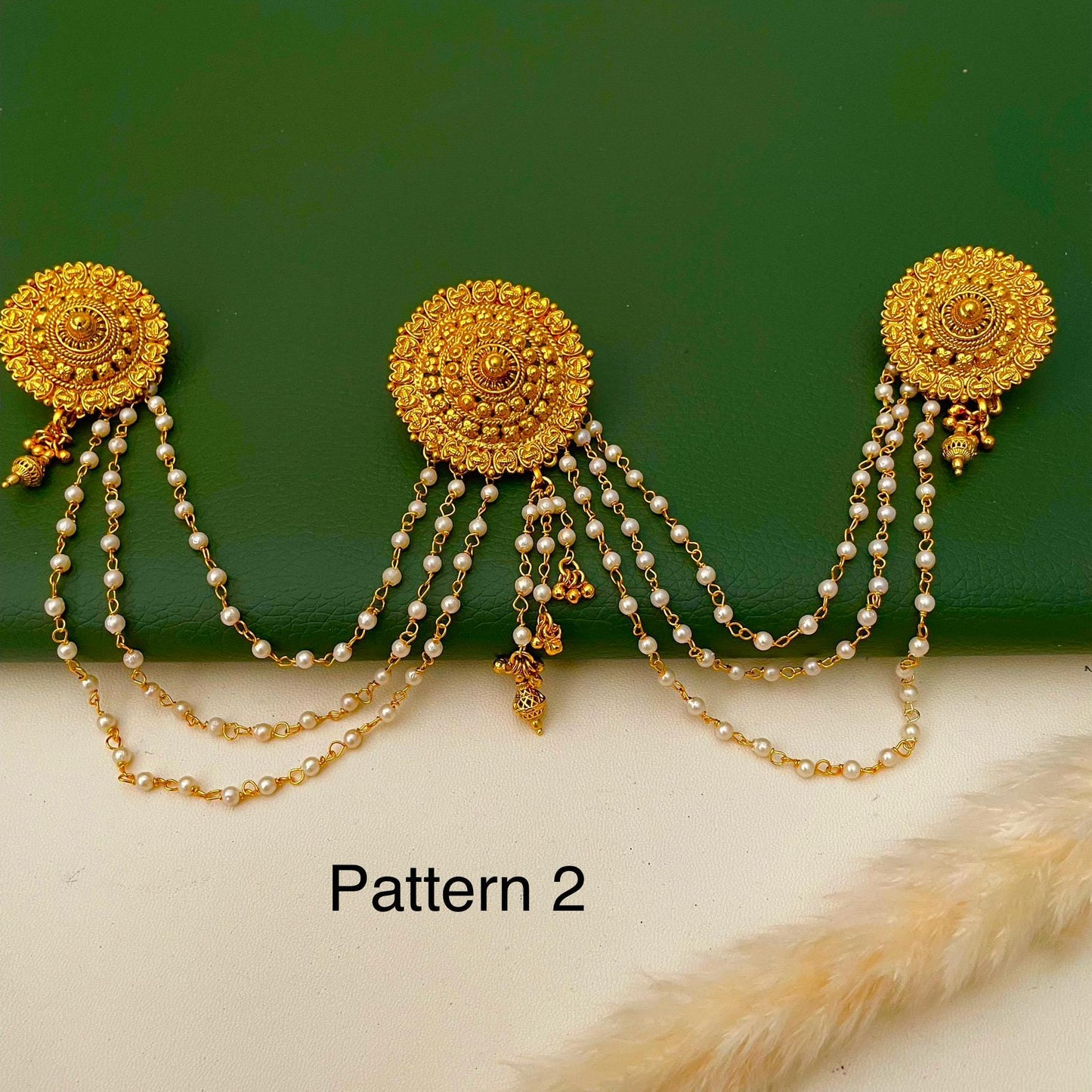 Gold Plated Pearl Hair Pin: Indian Bridal Bun Jewelry