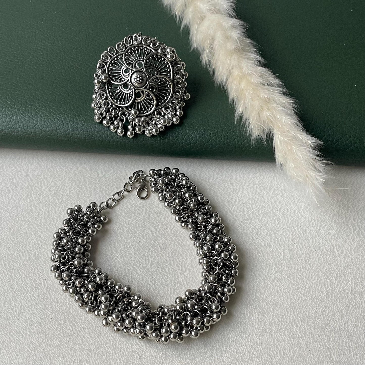 Oxidized Ghungaroo Bracelet: Lightweight Adjustable Indian Jewelry