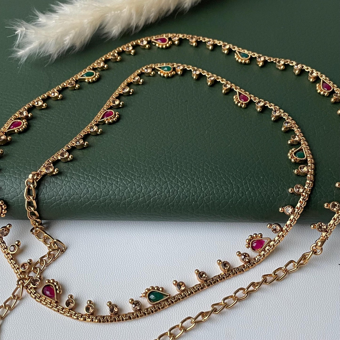 Gold Plated Kamarpatta Waist Belt: Adjustable Saree Belly Chain