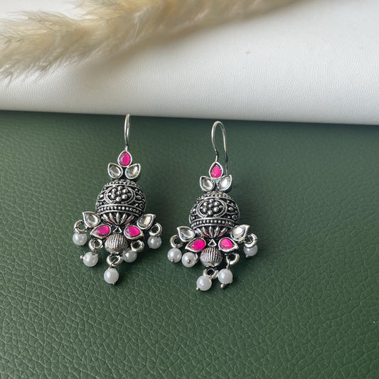 Oxidised multicolor dangling earrings