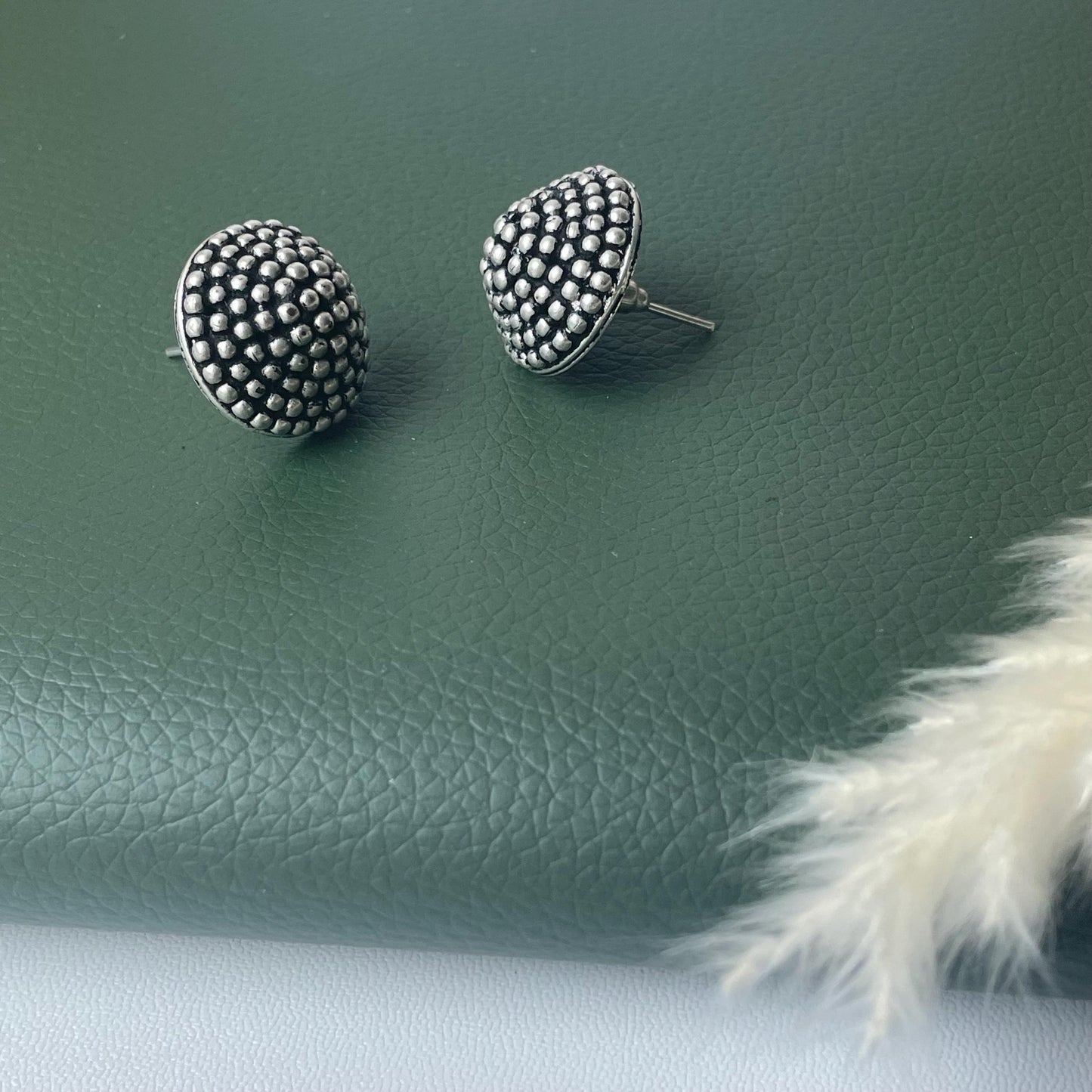 Kemp Stud Earrings: Silver Lookalike, Indian Oxidized Jewelry