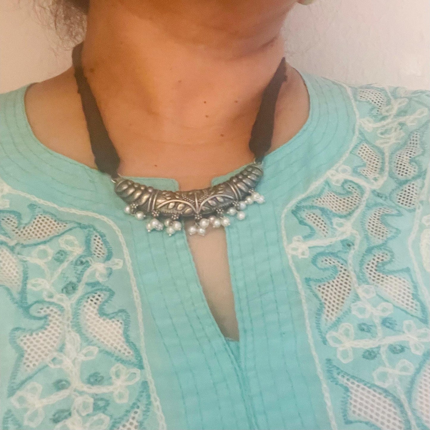 Oxidized Thread Necklace: Multicolored Navratri Jewelry
