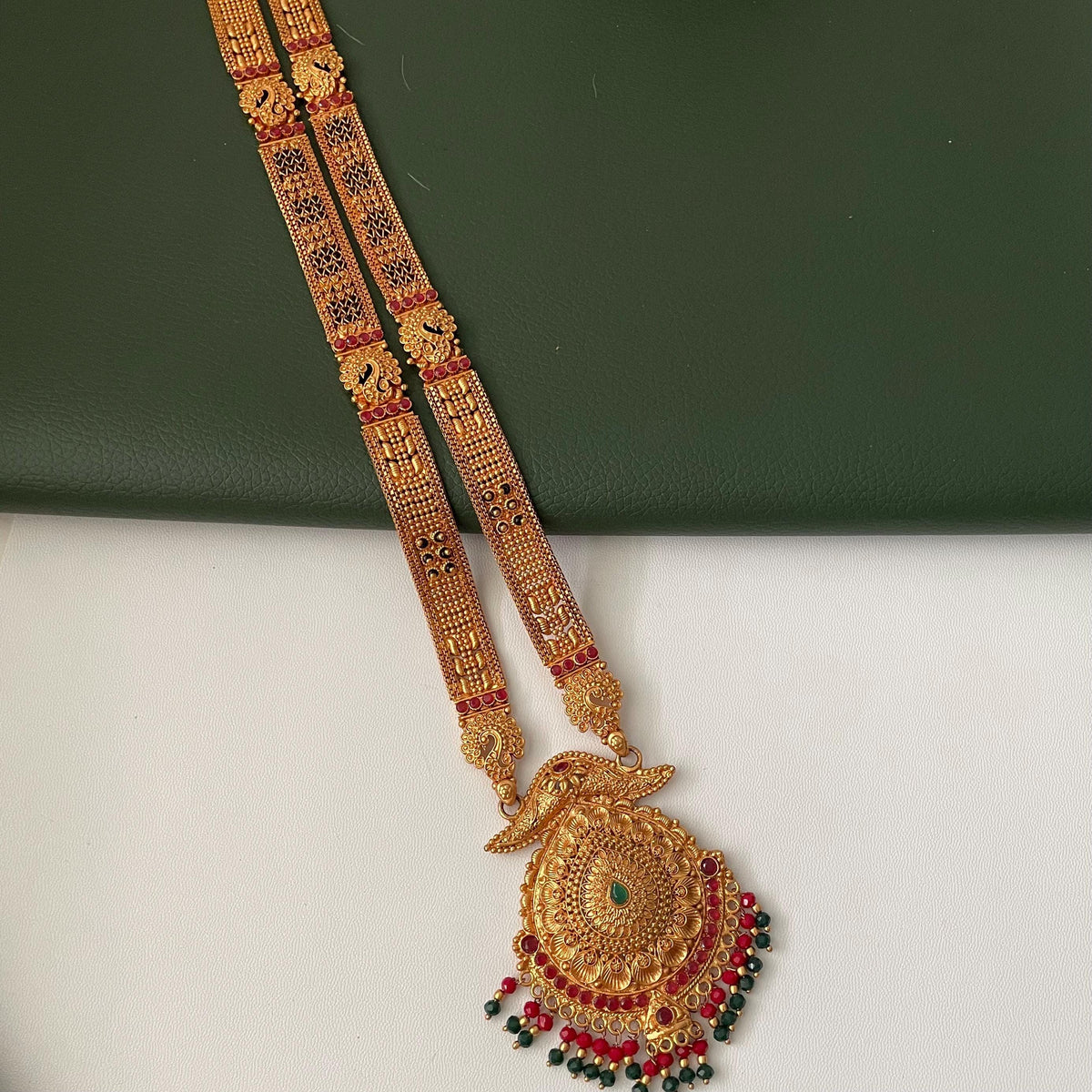 Gold Plated Mangalsutra Necklace: Black Beads, Saree Jewelry