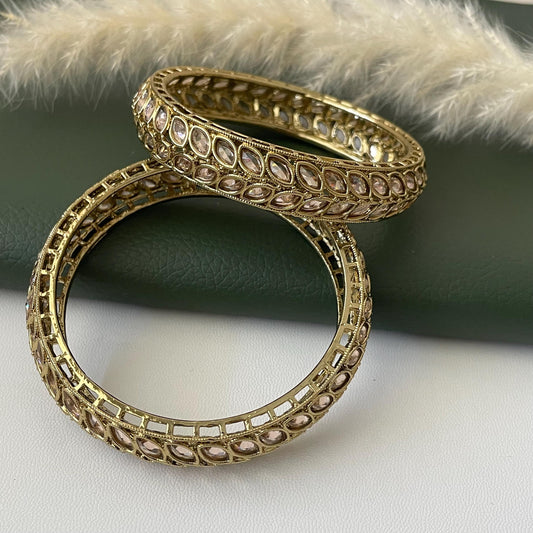 Mehandi Plated Kundan Bangles: LCT Stone Kangan