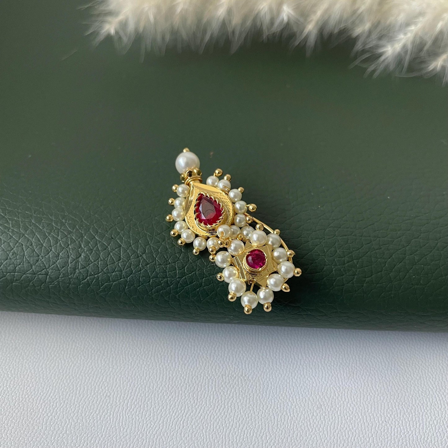Maharashtrian Nath Nose Pin: Gold Plated Indian Jewelry