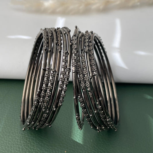 Nysaa Oxidised black metal bangles set of 12